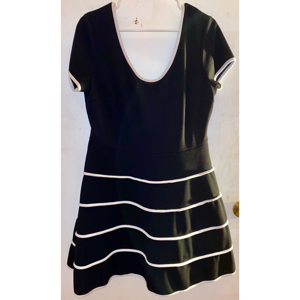 Black and white striped skater dress